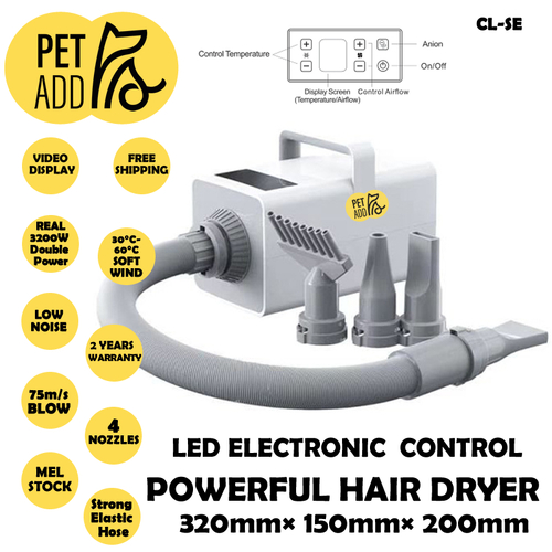 3200W Dog Cat Pet Hair Dryer Grooming Blow Speed Hairdryer Blower Heater Blaster