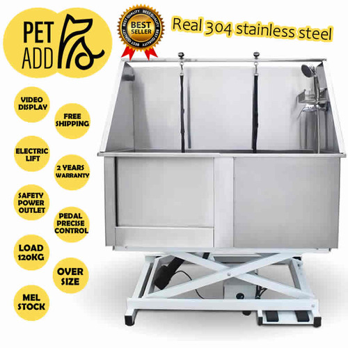 50" Pet Grooming Bath Tub Electric Lift 2mm Stainless Steel Dog Wash Tub H-107