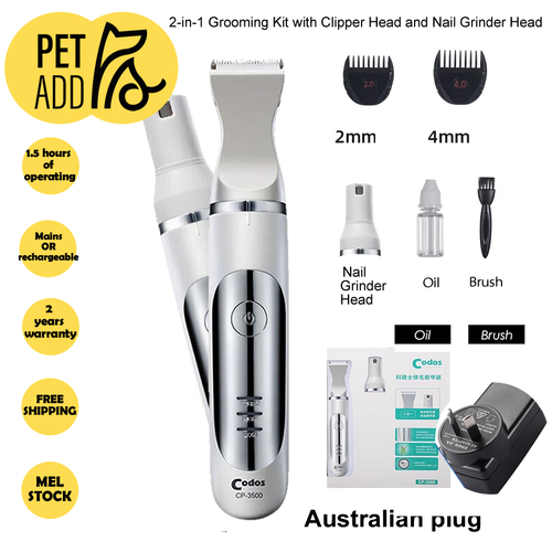 Codos 2in1 Professional  Electric Pet Trimmer And Grinder, Detachable Clipper
