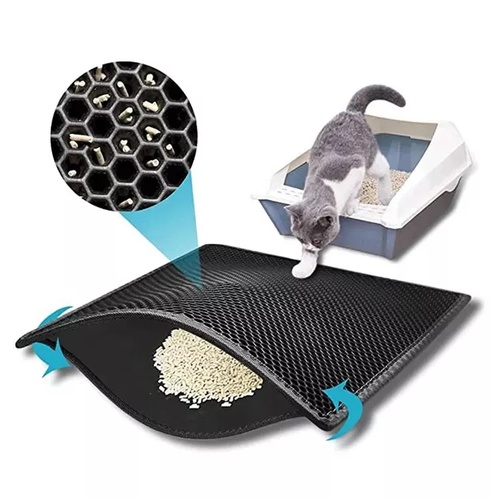 Double-Layer Cat Litter Mat Waterproof Trapper Foldable Pad Pet Rug Home