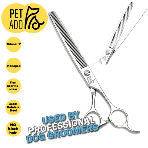 Professional Pet Grooming Scissors with 50 V Teeth 7" Dog Trimming Hair Tool