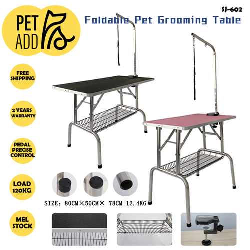 Foldable Dog Cat Pet Grooming Table Anti Slip with Table Arm AU 2-year Warranty