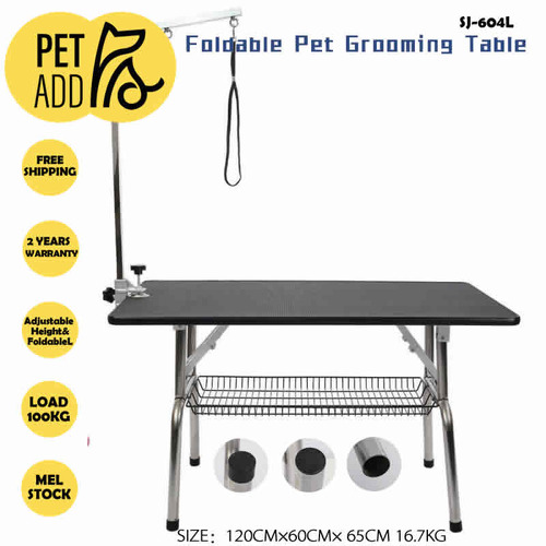 Foldable Dog Cat Pet Grooming Table with Table Arm L- 2-year Warranty 120cm 