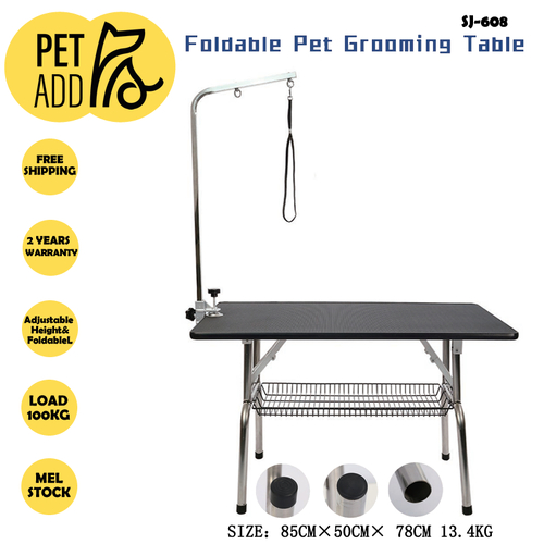 Foldable Dog Cat Pet Grooming Table Anti Slip with Table Arm M- 2-year Warranty